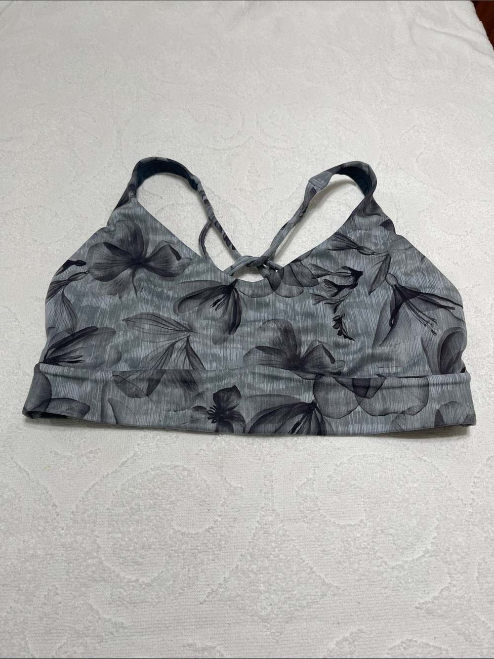 Athleta Gray Floral Sports Bra - Sz S